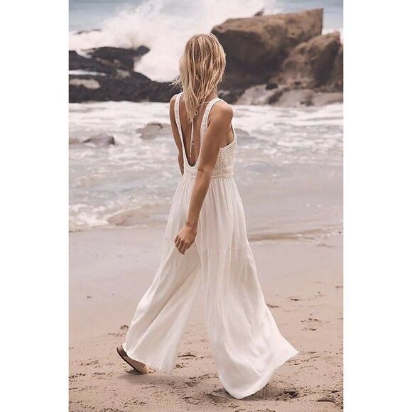 NWT FREE PEOPLE SOLEIL WIDE LEG ONE PIECE CROCHET TOP - Picture 2 of 7